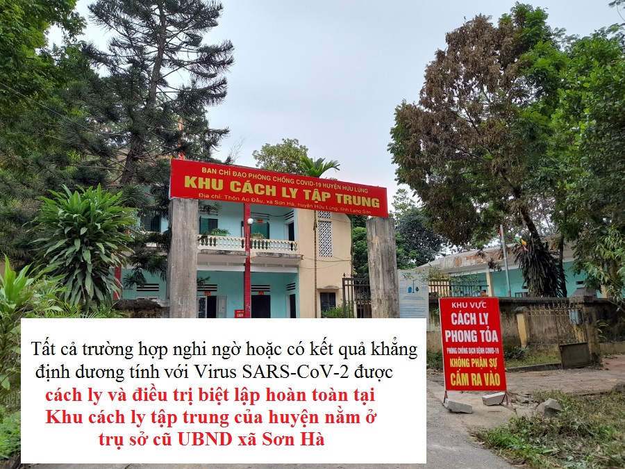Trung tâm Y tế Hữu Lũng tiếp nhận và điều trị bệnh nhân F0 tại khu cách ly tập trung tại trụ sở cũ UBND xã Sơn Hà